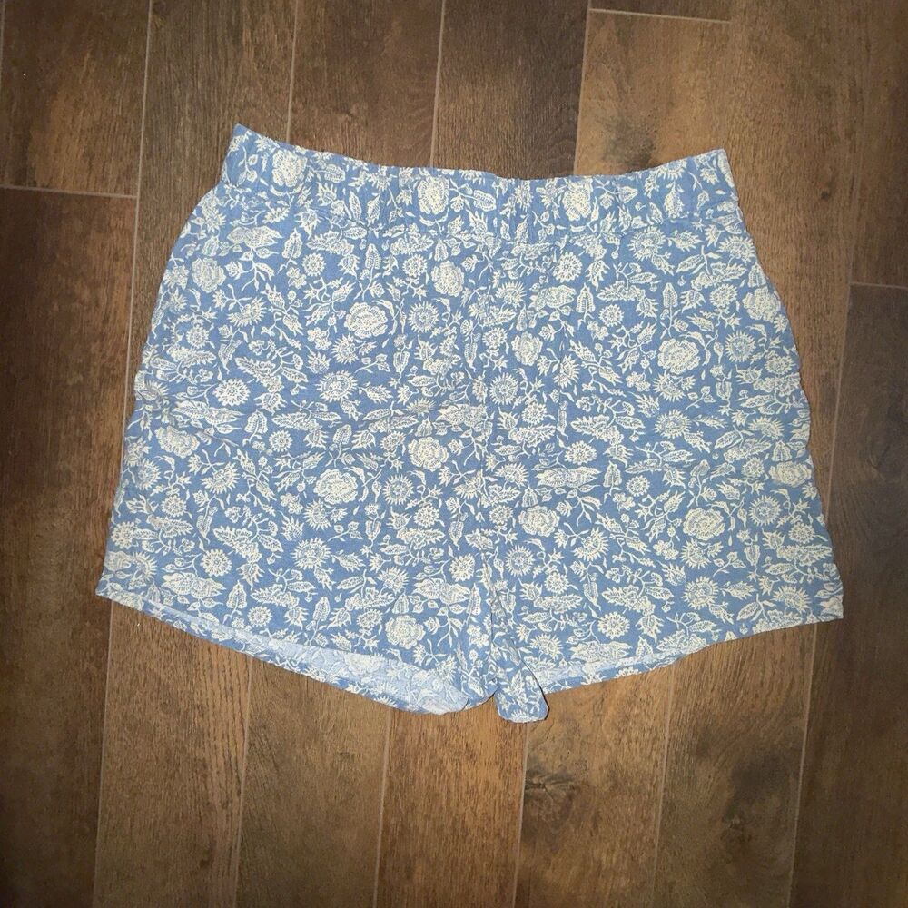 Universal Thread Womens Shorts Blue Floral Pocket High Rise Pull On Small